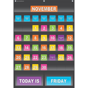 TCR20748 Black Calendar Pocket Chart Image