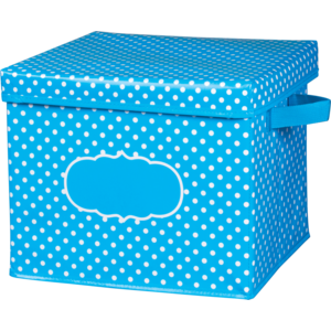 TCR20817 Aqua Polka Dots Storage Box Image