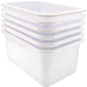 TCR2088585 White Small Plastic Storage Bin 6 Pack Image