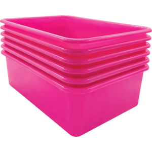 TCR2088594 Pink Large Plastic Storage Bin 6 Pack Image