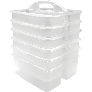 TCR2088674 Clear Plastic Storage Caddy 6 Pack Image
