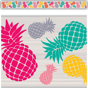 TCR2157 Tropical Punch Pineapples Straight Border Trim Image