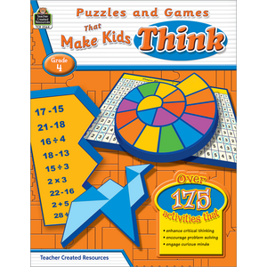 TCR2564 Puzzles and Games that Make Kids Think Grade 4 Image