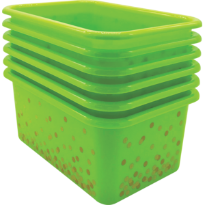 TCR32237 Lime Confetti Small Plastic Storage Bins 6-Pack Image