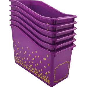TCR32264 Purple Confetti Plastic Book Bins 6-Pack Image