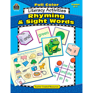 TCR3236 Full-Color Literacy Activities: Rhyming & Sight Words Image