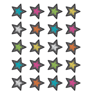 TCR3555 Chalkboard Brights Stars Stickers Image