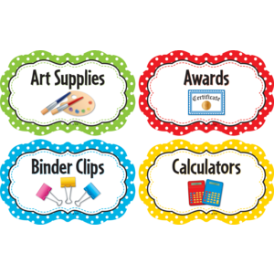TCR3565 Polka Dots Classroom Supply Labels Image