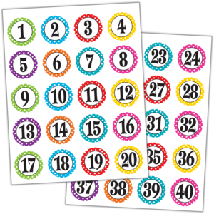 TCR3567 Polka Dots Numbers Stickers Image