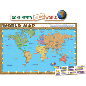 TCR4410 World Map (repositionable) Bulletin Board Display Set Image