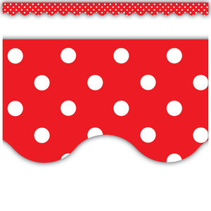 TCR4665 Red Polka Dots Scalloped Border Trim Image