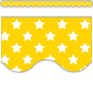 TCR5030 Yellow with White Stars Scalloped Border Trim Image