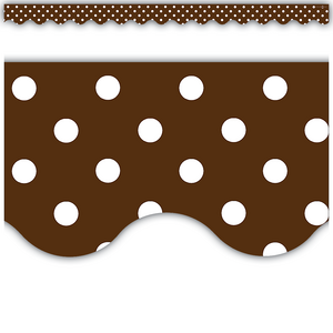 TCR5208 Chocolate Polka Dots Scalloped Border Trim Image