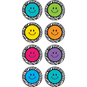 TCR5396 Zebra Happy Faces Mini Stickers Image