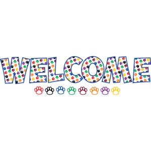 TCR5439 Paw Prints WELCOME Bulletin Board Display Set Image