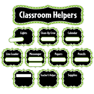 TCR5493 Lime Polka Dots Classroom Helpers Mini Bulletin Board Image