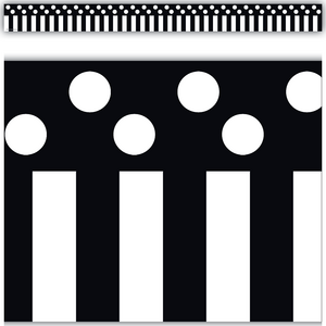 TCR5501 Black Stripes and Polka Dots Straight Border Trim Image