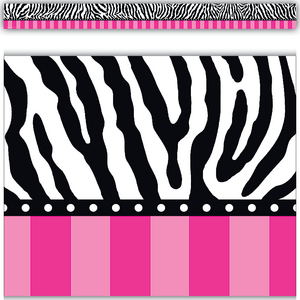 TCR5505 Zebra and Hot Pink Stripes Straight Border Trim Image