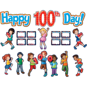 TCR5519 Fireworks Happy 100th Day Bulletin Board Display Set Image