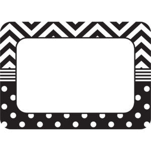 TCR5548 Black & White Chevrons and Dots Name Tags/Labels Image