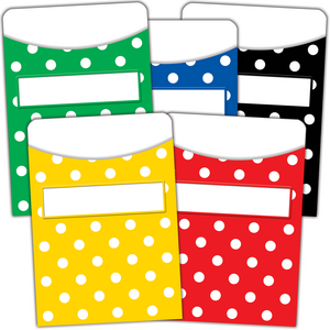 TCR5556 Polka Dots Library Pockets - Multi-Pack Image