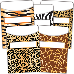 TCR5557 Animal Prints Library Pockets - Multi-Pack Image