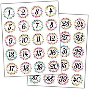 TCR5574 Confetti Numbers Stickers Image