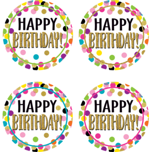 TCR5598 Confetti Happy Birthday Wear 'Em Badges Image