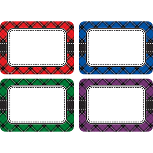 TCR5665 Plaid Name Tags/Labels Multi-Pack Image