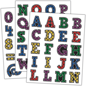 TCR5702 Plaid Alphabet Stickers Image