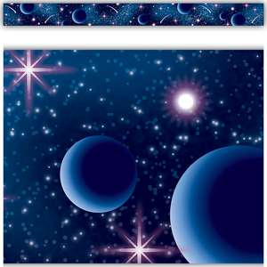 TCR5852 Blue Stellar Space Straight Border Trim Image