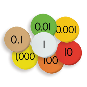 TCR626659 Sensational Math Place Value Discs: 7-Value Decimals to Whole Numbers (12-Pack) Image