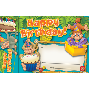 TCR63025 Happy Birthday Monkeys Bookmark Awards Image