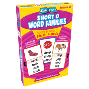 TCR6561 Short O Word Families Slide & Learn Flash Cards Image