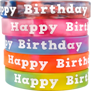 TCR6565 Tie-Dye Happy Birthday Wristbands Image