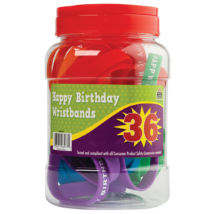 TCR6577 Happy Birthday Wristbands Jar (36 bands) Image