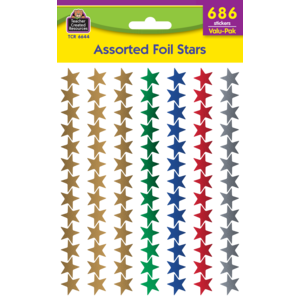 TCR6644 Assorted Foil Stars Stickers Valu-Pak Image