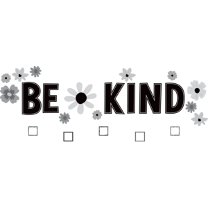TCR6801 Black and White Floral Be Kind Bulletin Board Image