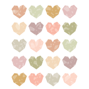 TCR7228 Terrazzo Tones Hearts Stickers Image