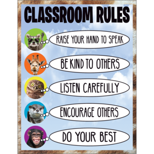 TCR7389 Go Wild Animals Classroom Rules Chart Image