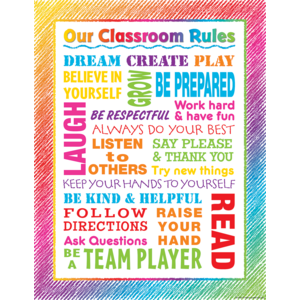 TCR7524 Colorful Scribble Our Classroom Rules Chart Image