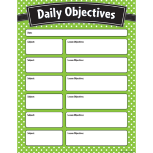 TCR7555 Lime Polka Dots Daily Objectives Chart Image