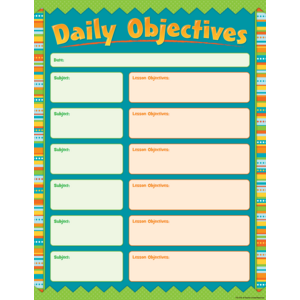 TCR7556 Zany Stripes Daily Objectives Chart Image