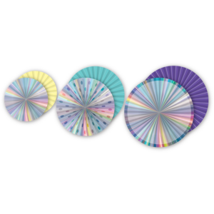 TCR77028 Iridescent Hanging Paper Fans Image