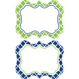 TCR77091 Navy & Lime Wild Moroccan Name Tags/Labels Image