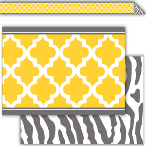 TCR77094 Lemon and Gray Wild Moroccan Double-Sided Border Image
