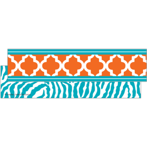 TCR77099 Orange and Teal Wild Moroccan Ribbon Runner Image