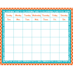 TCR77110 Orange and Teal Wild Moroccan Calendar Grid Image