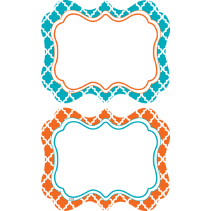 TCR77113 Orange and Teal Wild Moroccan Name Tags/Labels Image