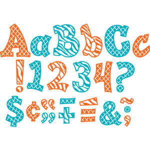 TCR77119 Orange and Teal Wild Moroccan 5" Sassy Font Letters Image